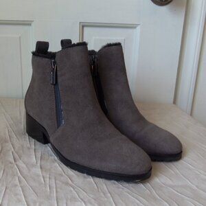NEW Cole Haan Gray Waterproof Suede Boots With Faux Fur Lining sz 6